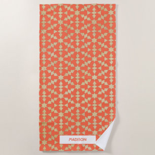 Ethnic Moroccan Geometric Mosaic Pattern Beach Towel
