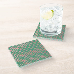 Ethnic Moroccan Geometric Mosaic Pattern Glass Coaster