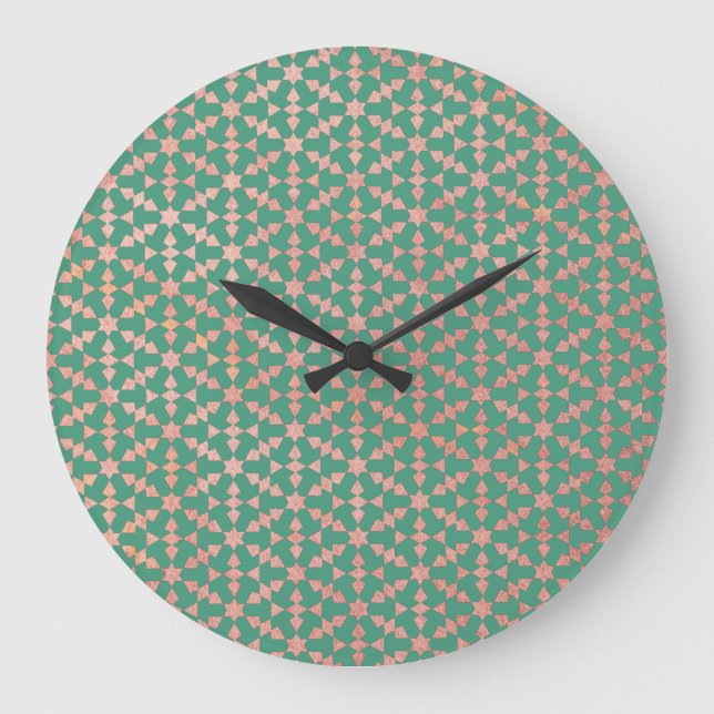 Ethnic Moroccan Geometric Mosaic Pattern Large Clock (Front)
