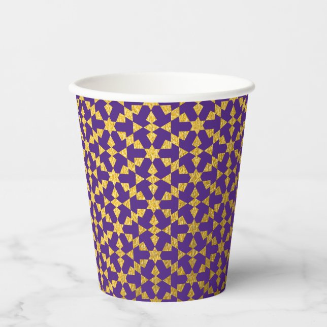 Ethnic Moroccan Geometric Mosaic Pattern  Paper Cups (Front)