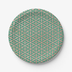 Ethnic Moroccan Geometric Mosaic Pattern Paper Plate
