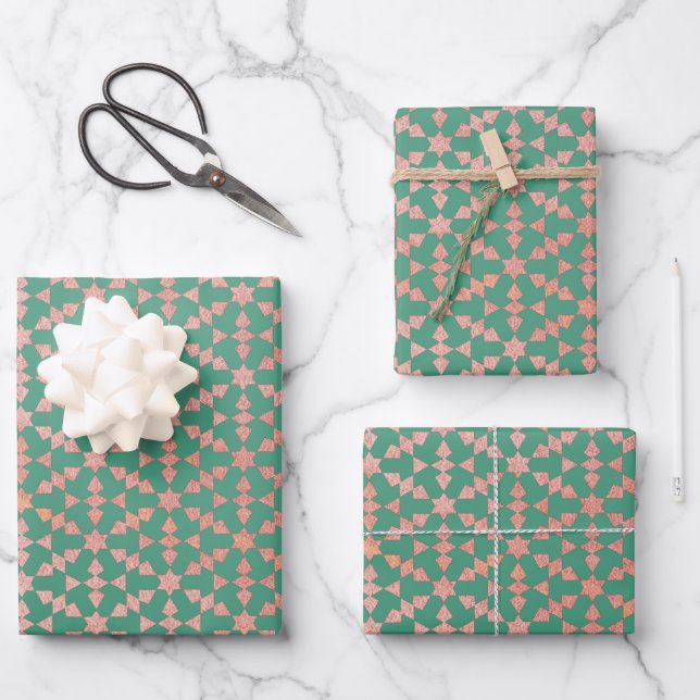 Ethnic Moroccan Geometric Mosaic Pattern  Wrapping Paper Sheet (Front)