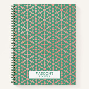 Ethnic Moroccan Geometric Mosaic Recipe Cookbook Notebook