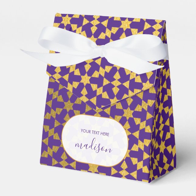 Ethnic Moroccan Purple & Gold Party  Favour Box (Front Side)
