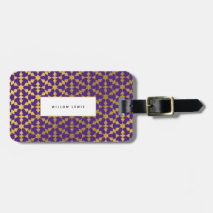 Ethnic Moroccan Purple & Gold Pattern Luggage Tag