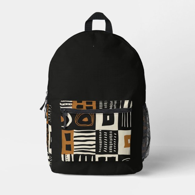 Ethnic Mud Cloth African Printed Backpack (Front)
