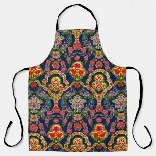 Ethnic Mughal Floral: Blue Seamless Pattern Apron