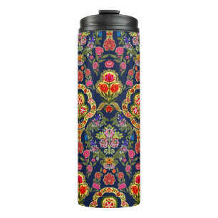 Ethnic Mughal Floral: Blue Seamless Pattern Thermal Tumbler