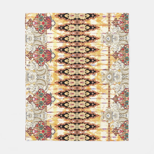 Ethnic Mughal: floral digital pattern Fleece Blanket (Front)