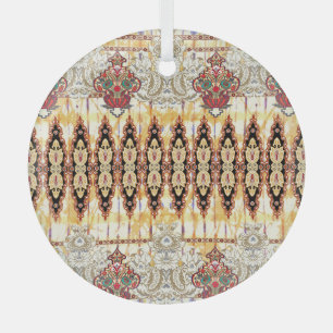 Ethnic Mughal: floral digital pattern Glass Tree Decoration