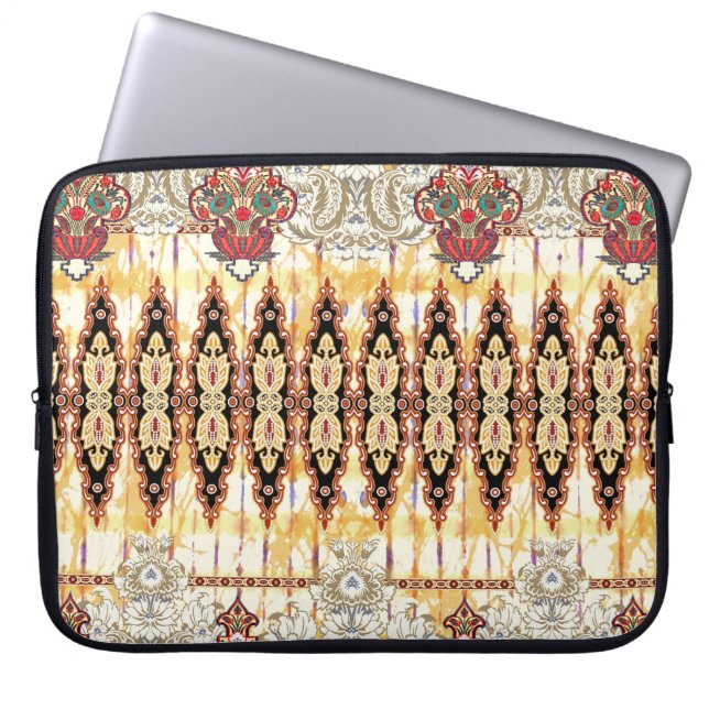 Ethnic Mughal: floral digital pattern Laptop Sleeve (Front)