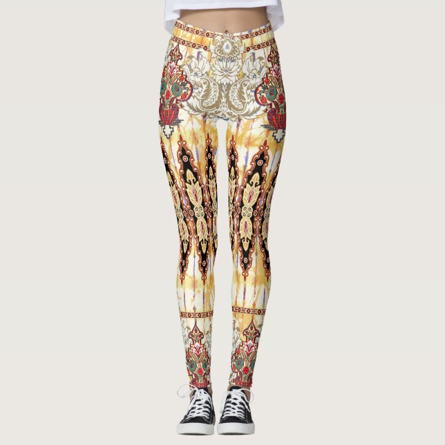 Ethnic Mughal: floral digital pattern Leggings (Front)