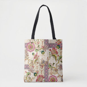 Ethnic Mughal Floral Paisley Tote Bag
