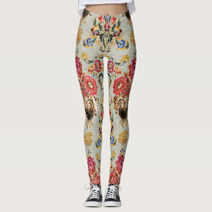 Ethnic Mughal Floral: Vintage Pattern. Leggings