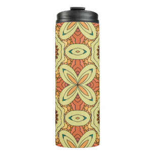 Ethnic orange seamless pattern with mandala. illus thermal tumbler