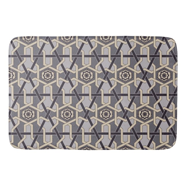 Ethnic Oriental Ornament  Embroidery decor Pattern Bath Mat (Front)