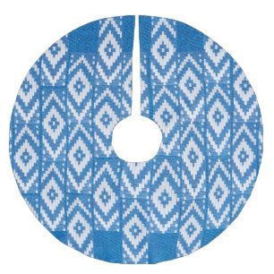 ethnic ornament on natural linen textile brushed polyester tree skirt