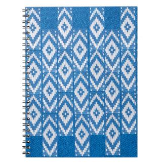 ethnic ornament on natural linen textile notebook