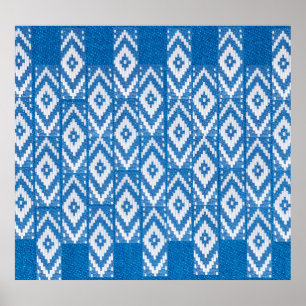 ethnic ornament on natural linen textile poster