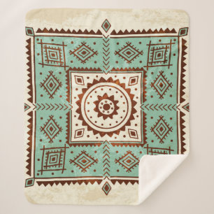 Ethnic ornament sherpa blanket