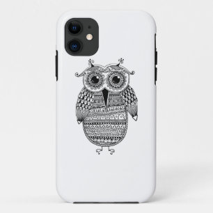 Ethnic Owl Ink Drawing iPhone 11 Case