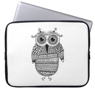 Ethnic Owl Ink Drawing Laptop Sleeve
