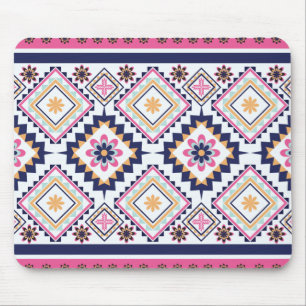Ethnic Paisley Ornate Floral Tile Pattern Mouse Pad