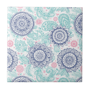 Ethnic Paisley Pattern Ceramic Tile