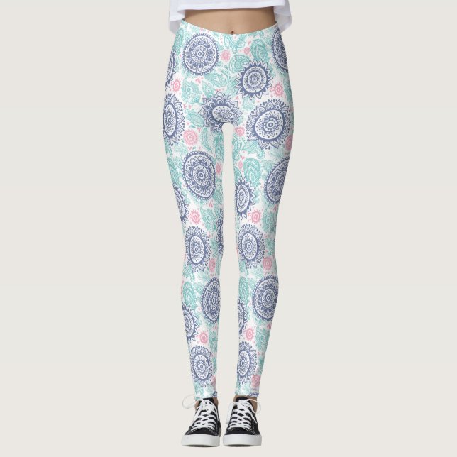 Ethnic Paisley Pattern Leggings (Front)