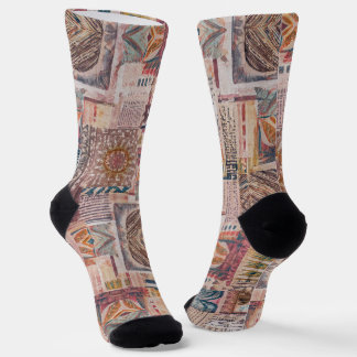 Ethnic Patchwork Abstract Crew Socks
