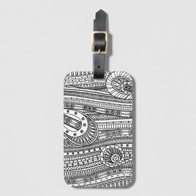 Ethnic Pattern Doodle Luggage Tag (Front Vertical)