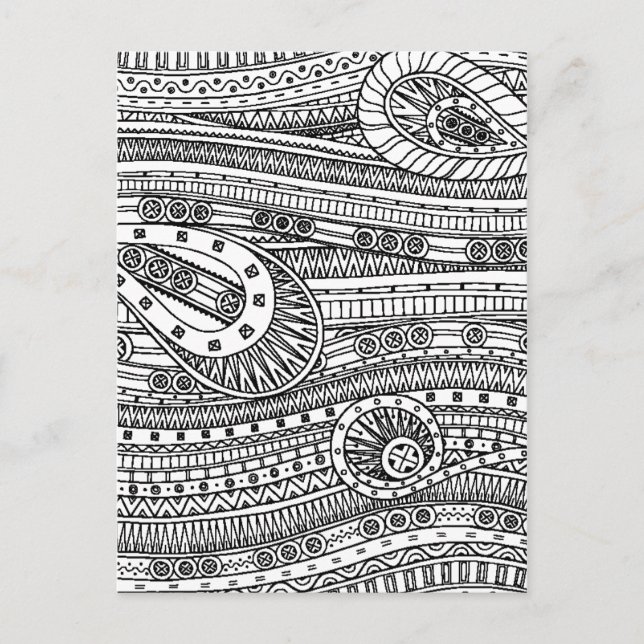 Ethnic Pattern Doodle Postcard (Front)