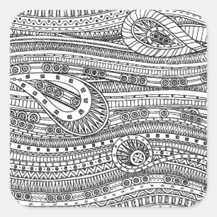 Ethnic Pattern Doodle Square Sticker