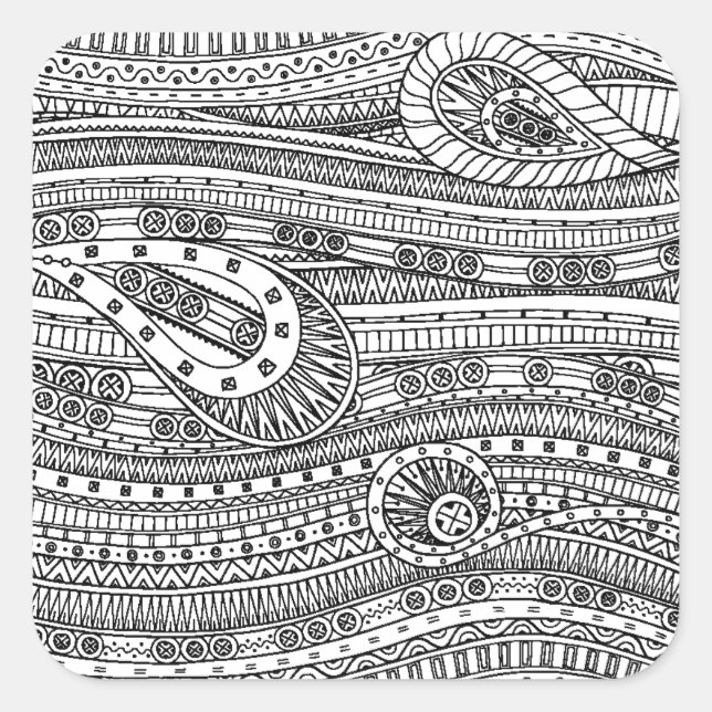 Ethnic Pattern Doodle Square Sticker (Front)