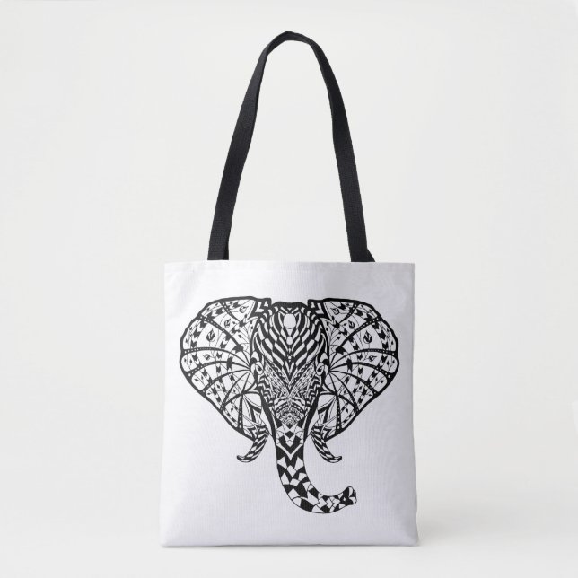 Ethnic Pattern Elephant 2 Tote Bag (Front)
