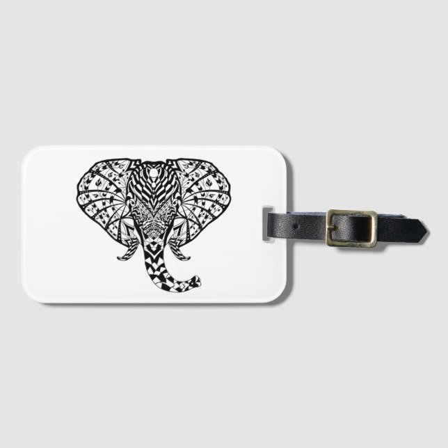 Ethnic Pattern Elephant Luggage Tag (Front Horizontal)
