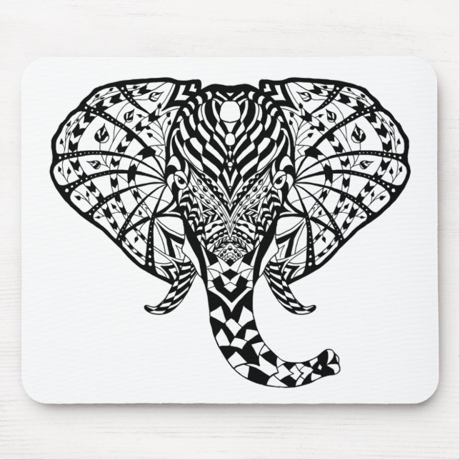 Ethnic Pattern Elephant Mouse Pad (Front)