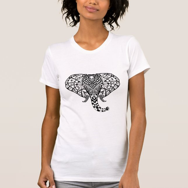 Ethnic Pattern Elephant T-Shirt (Front)