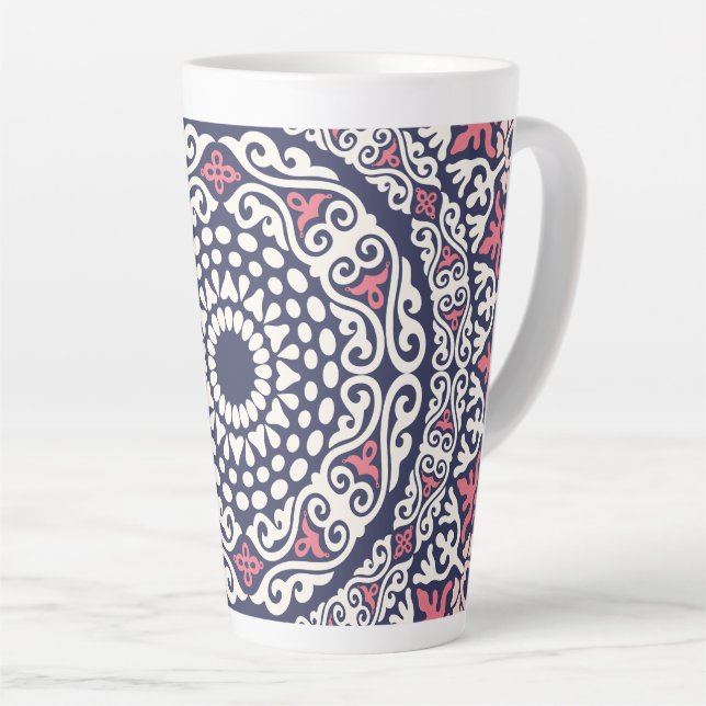 Ethnic pattern Mandala boho chic Indian style Latte Mug (Right Angle)