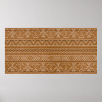 Ethnic pattern on wooden board. Vintage illustrati