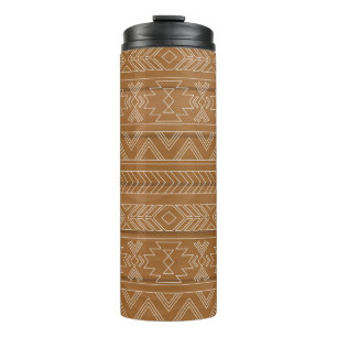 Ethnic pattern on wooden board. Vintage illustrati Thermal Tumbler