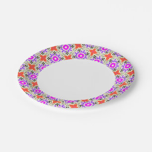 Ethnic Pattern with Moroccan Motifs Paper Plate