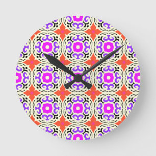 Ethnic Pattern with Moroccan Motifs Round Clock