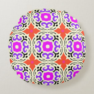 Ethnic Pattern with Moroccan Motifs Round Cushion