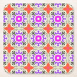 Ethnic Pattern with Moroccan Motifs Square Paper Coaster