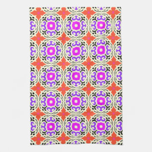 Ethnic Pattern with Moroccan Motifs Tea Towel