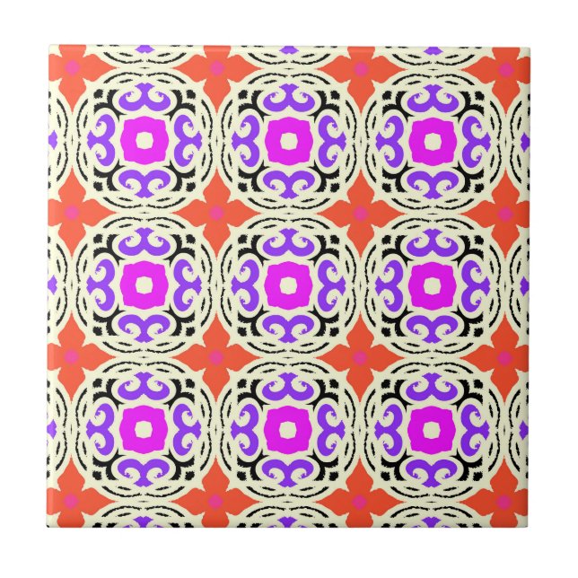 Ethnic Pattern with Moroccan Motifs Tile (Front)