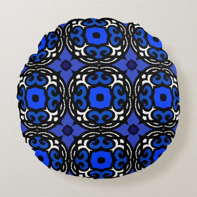 Ethnic Pattern with Turkish Motifs Round Cushion (Front)