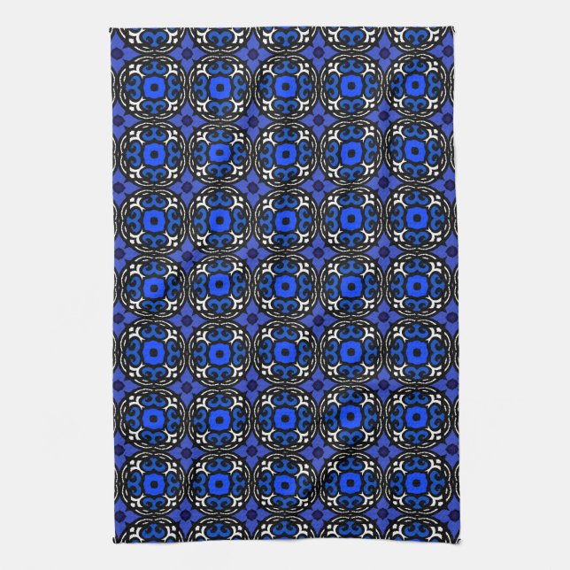 Ethnic Pattern with Turkish Motifs Tea Towel (Vertical)