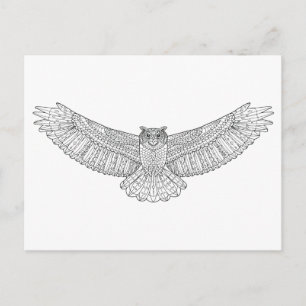 Ethnic Patterned Eagle Owl Postcard